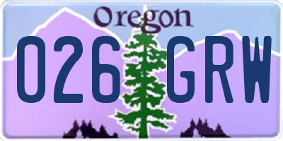 OR license plate 026GRW