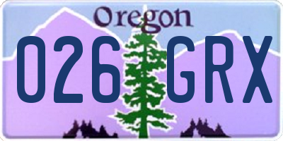 OR license plate 026GRX