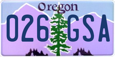 OR license plate 026GSA