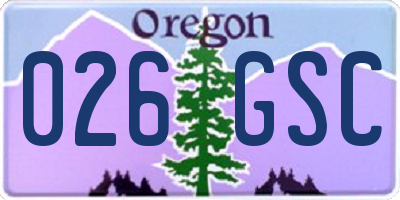 OR license plate 026GSC