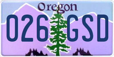 OR license plate 026GSD