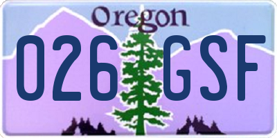 OR license plate 026GSF