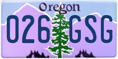 OR license plate 026GSG