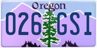 OR license plate 026GSI