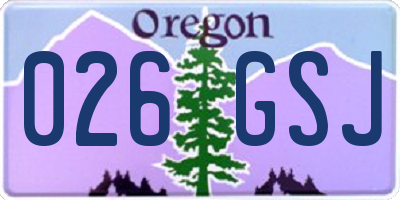 OR license plate 026GSJ