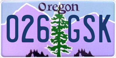 OR license plate 026GSK