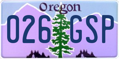 OR license plate 026GSP