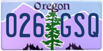 OR license plate 026GSQ