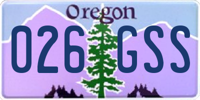 OR license plate 026GSS