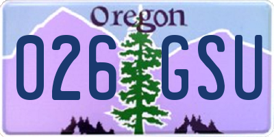 OR license plate 026GSU