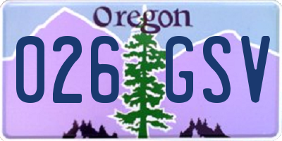 OR license plate 026GSV