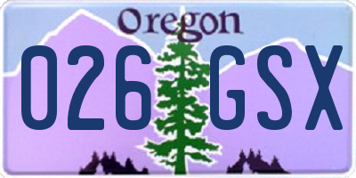 OR license plate 026GSX