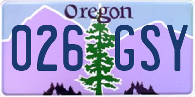 OR license plate 026GSY