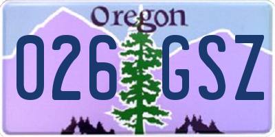 OR license plate 026GSZ