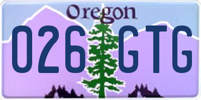 OR license plate 026GTG