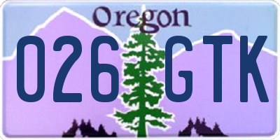 OR license plate 026GTK