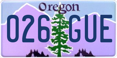 OR license plate 026GUE