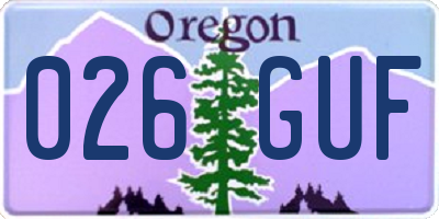 OR license plate 026GUF