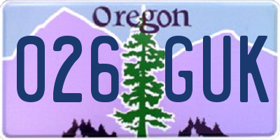 OR license plate 026GUK