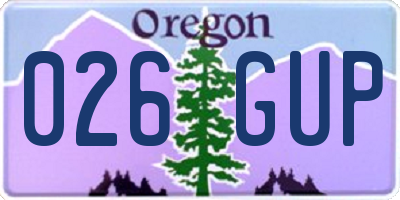 OR license plate 026GUP
