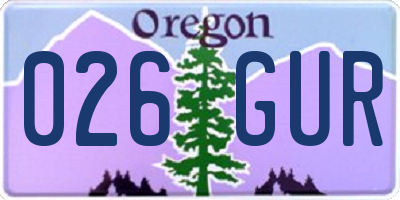 OR license plate 026GUR
