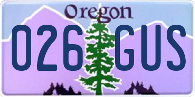 OR license plate 026GUS