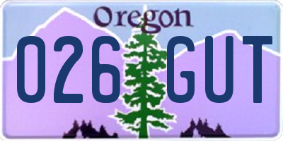 OR license plate 026GUT