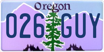 OR license plate 026GUY