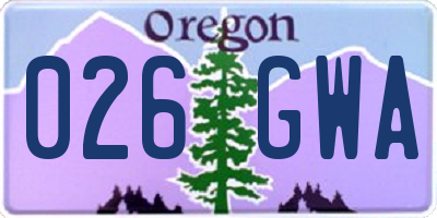 OR license plate 026GWA