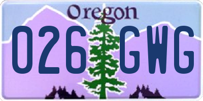 OR license plate 026GWG