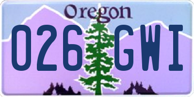 OR license plate 026GWI