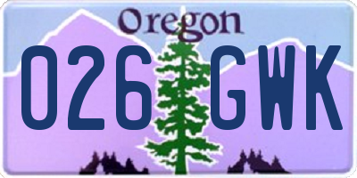 OR license plate 026GWK