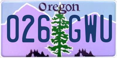 OR license plate 026GWU