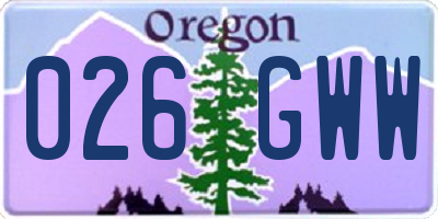 OR license plate 026GWW