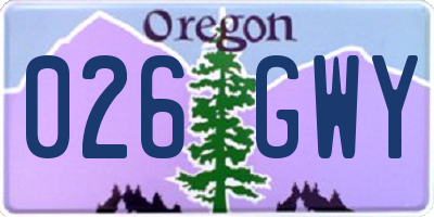 OR license plate 026GWY