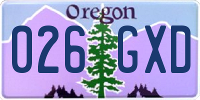 OR license plate 026GXD