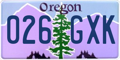OR license plate 026GXK
