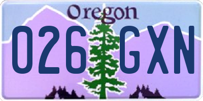 OR license plate 026GXN