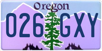 OR license plate 026GXY