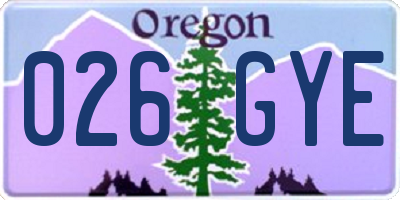 OR license plate 026GYE