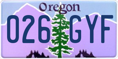 OR license plate 026GYF