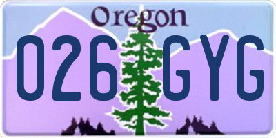 OR license plate 026GYG