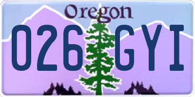 OR license plate 026GYI