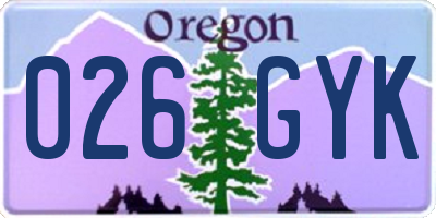 OR license plate 026GYK