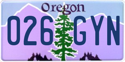 OR license plate 026GYN