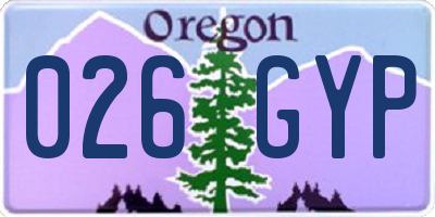 OR license plate 026GYP