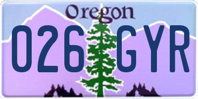 OR license plate 026GYR