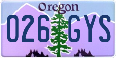 OR license plate 026GYS