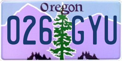 OR license plate 026GYU