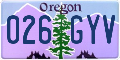 OR license plate 026GYV